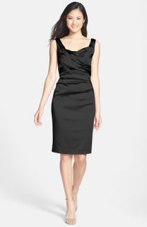 Ivy & Blu Ruched Stretch Satin Sheath Dress