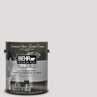 BEHR Premium Plus Ultra 1 gal. #PR W7 Fading Fog Semi Gloss Enamel Interior Paint 375001