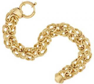 14K Gold 6 3/4 Textured & Polished Byzantine Bracelet, 10.9g —