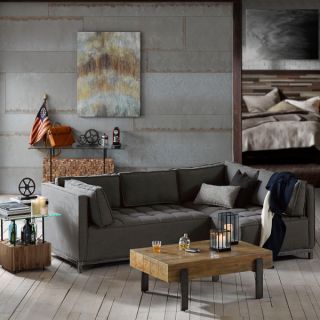Furniture of America Slaten Grey Flannelette 4 Piece Sectional
