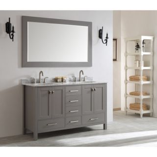 Eviva Aberdeen 60 inch Transitional Grey Bathroom Vanity with White