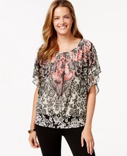 Style & Co. Flutter Sleeve Printed Top, Only at   Tops   Women