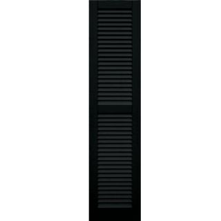 Winworks Wood Composite 15 in. x 64 in. Louvered Shutters Pair #653 Charleston Green 41564653
