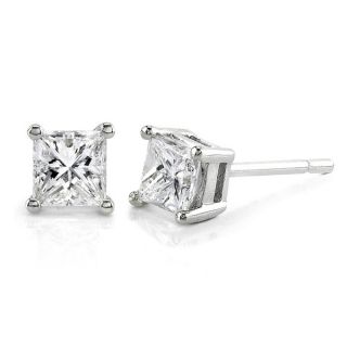 Annello 14k Gold 1ct TDW Princess cut Diamond Stud Earrings (H I, I1
