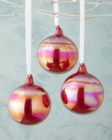 Jim Marvin Pearl Glass Ball Christmas Ornament, Set of 3