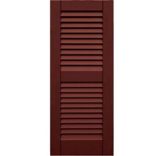 Winworks Wood Composite 15 in. x 37 in. Louvered Shutters Pair #650 Board and Batten Red 41537650