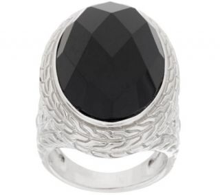 Fado Sterling Silver Forget Me Not Black Onyx Ring —