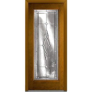 Milliken Millwork 32 in. x 80 in. Brentwood Decorative Glass Full Lite Finished Fiberglass Oak Prehung Front Door Z000162L