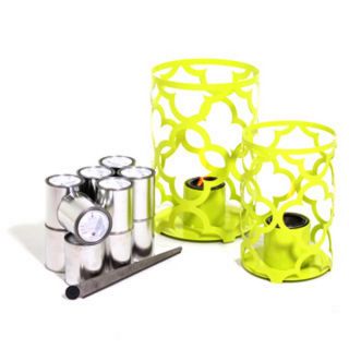 TF Essentials Mediterranean Lime Green Outdoor Steel Lantern Set