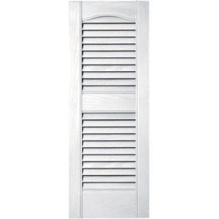 Builders Edge 12 in. x 31 in. Louvered Vinyl Exterior Shutters Pair in #001 White 010120031001