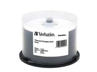 Verbatim CD R 80MIN 700MB 52X DataLifePlus White Thermal Printable, 50pk Spindle (also Everest & Prism Printer Compatible)