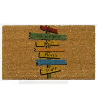 Rubber Cal You Are Here Coir Brown/Multicolored Outdoor Door Mat