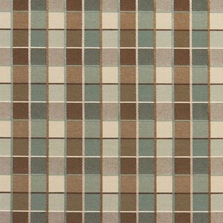 B0140e Teal Brown Cream Checkered Silk Look Upholstery Fabric By The