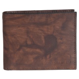 Geoffrey Beene Mens Brown Leather Bi fold Wallet