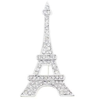 Silvertone Crystal Eiffel Tower Pin Brooch   Shopping   Big