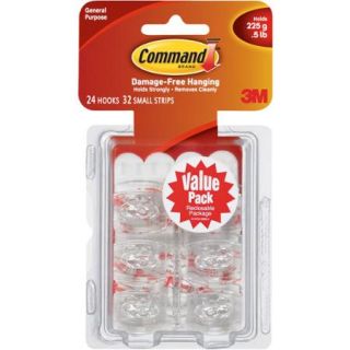 Command Mini Hooks Value Pack, White, 24 Hooks, 32 Strips, 17006VP WM