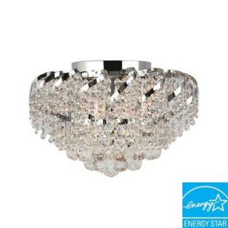 Worldwide Lighting Empire Collection 3 Light Chrome and Clear Crystal Flushmount W33017C16
