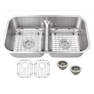 Schon All in One Undermount Stainless Steel 32 in. Double Bowl Kitchen Sink SCLD505018