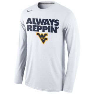 Nike West Virginia Mountaineers Always Reppin Long Sleeve Legend Bench Performance White T Shirt