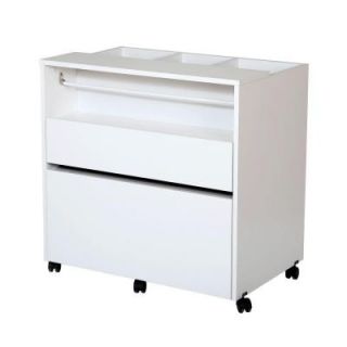 South Shore Furniture Crea Laminated Particleboard Craft Storage Cabinet with Wheels in Pure White 7550691