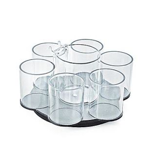 Azar Clear Each 6 Cup Counter Cosmetic Organizer with Cottonball Dispenser