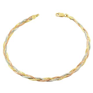 Fremada 10k Tricolor Gold 3.4 mm Braided Herringbone Necklace (18 inch