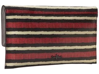 cole haan parker lizard print envelope clutch tango red multi