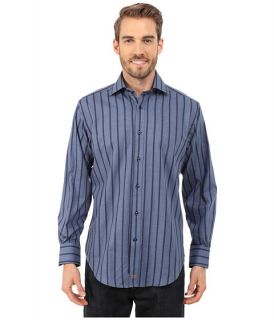 Thomas Dean & Co. Long Sleeve Woven Soft Twill w/ Stripe