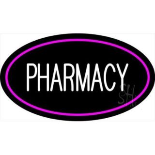 Sign Store N100 1751 White Pharmacy Pink Oval Border Neon Sign, 30 x 17 x 3 inch