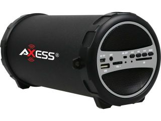 AXESS SPBT1031 GY Grey Portable Bluetooth Hi Fi Cylinder Loud Speaker with SD Card, USB, AUX And FM Inputs, 3" Sub