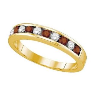 10K Yellow Gold 0.24ctw Stunning Channel Brown Diamond Single Row Band Ring
