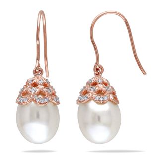 Miadora 10k Rose Gold Cultured Freshwater Pearl and 1/10ct TDW Diamond