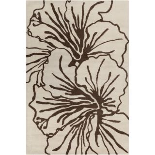 Cinzia Brown / Ivory Hibiscus Flower Area Rug