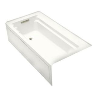 KOHLER Archer 6 ft. Acrylic Left Drain Rectangular Alcove Whirlpool Bathtub in White K 1124 GLA 0