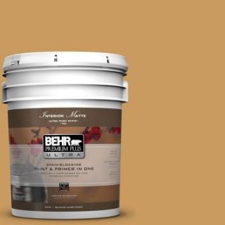 BEHR Premium Plus Ultra 5 gal. #M280 6 Solid Gold Matte Interior Paint 175305
