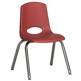 ECR4Kids 14(H) Plastic Stack Chair With Chrome Legs & Nylon Swivel Glides, Red