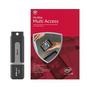 PNY 128GB Turbo Attache 2 USB 3.0 Flash Drive and McAfee 2015 Multi Access 1 User 5 Devices   MMD15E Bundle