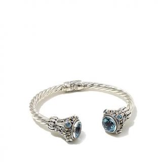 Bali Designs by Robert Manse 10.9ct Blue Topaz 2 Tone Hinged Sterling Silver Br   7971735
