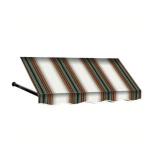 Awntech 64.5 in Wide x 48 in Projection Burgundy/Forest/Tan Stripe Open Slope Window/Door Awning