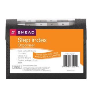 Smead Step Index Letter Size 12 Pocket Organizer, Black