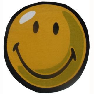 LA Rug Smiley Yellow 39 in. Round Area Rug SW 10 39RD