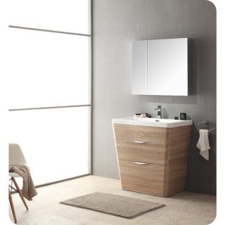 Fresca Milano 32 inch White Oak Modern Bathroom Vanity with Medicine