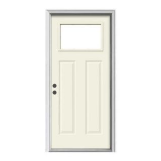JELD WEN 36 in. x 80 in. Premium 1 Lite Craftsman Painted Steel Prehung Front Door with Brickmold N11678