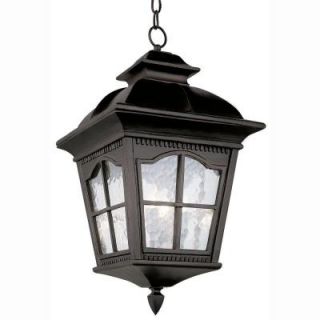 Bel Air Lighting Bostonian 3 Light Outdoor Hanging Black Lantern with Water Glass 5421 BK