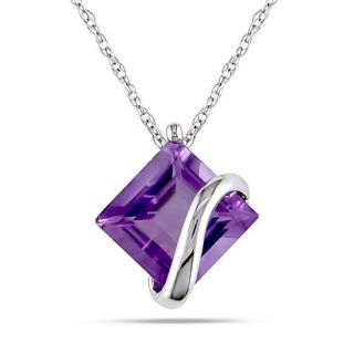 2.25ct Amethyst 10K White Gold Pendant with 17" Rope Chain   8023394