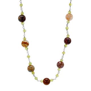 Necklace With 65.16ct TW Agates / Peridots in 925 Sterling Silver