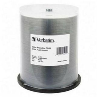 Verbatim CD R 80 Min/700MB 52x White Inkjet Hub Printable Spindle, 100pk