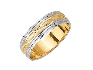 Twisted Pair Pattern Fancy Women's 6 mm 14K Two Tone Gold Wedding Band