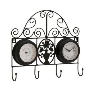 Metal Outdoor Clock with Thermometer