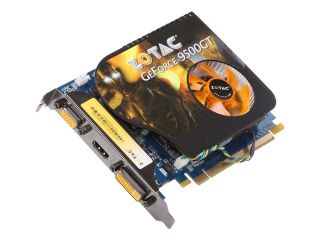 ZOTAC GeForce 9500 GT DirectX 10 ZT 95TEH3M FSL 512MB 128 Bit DDR2 PCI Express 2.0 x16 HDCP Ready Video Card